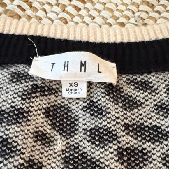 THML Leopard Print Cardigan Sweater - Black and Tan - Picture 4 of 6